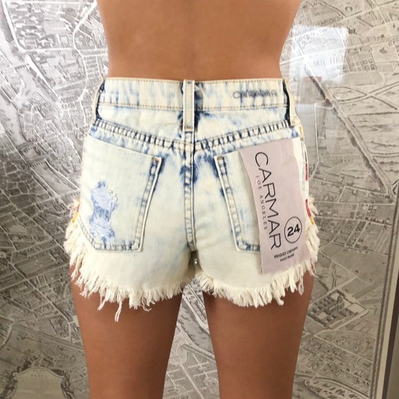 New Carmar LA rigid denim mid rise shorts sz 24
